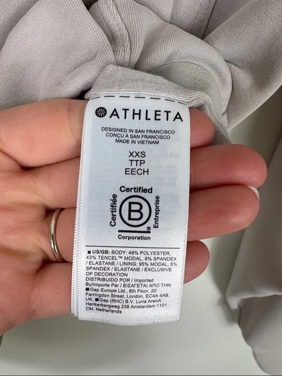 Athleta Seasoft Bubble Hem Hoodie Sweatshirt Abalone Cream Women’s Size XXS - Picture 6 of 9